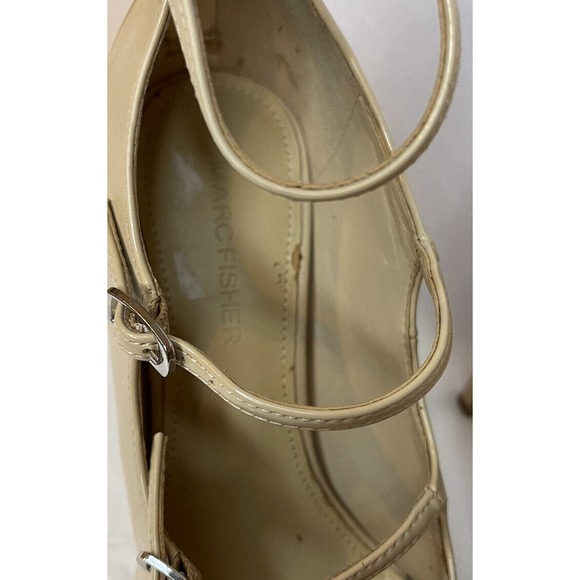 Marc Fisher Dabney Block Heels Nude Patent Buckle Strap 6 Zip Heel Pointed Toe - Picture 7 of 12